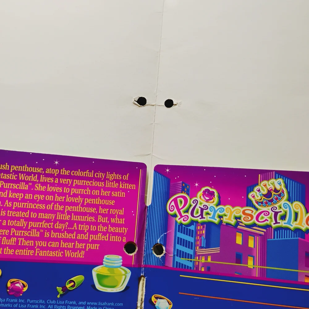 Vintage Lisa Frank Purrrscilla the White Cat Folder, 2002 Rare Collectible